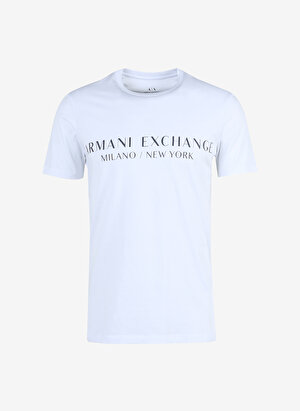 Armani Exchange Bisiklet Yaka Baskılı Beyaz Erkek T-Shirt 8NZT72 1100-WHITE