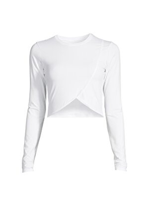 Casall Beyaz Kadın O Yaka Dar Düz Uzun Kollu T-Shirt 22132-001 Overlap Crop Long S