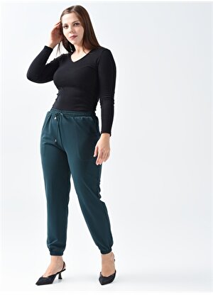 Selen Normal Bel Standart Koyu Yeşil Kadın Pantolon 22KSL5967
