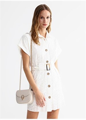 Fabrika Beyaz Kadın Mini Fisto Elbise PINKEL 