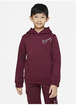 Nike Çocuk Kırmızı - Pembe Kapüşonlu Sweatshirt DX2295-638 B NSW SOS FLC PO HOODIE  