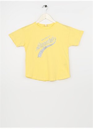 Aeropostale Sarı Kız Çocuk Bisiklet Yaka Kısa Kollu Baskılı T-Shirt 23SAG-41  