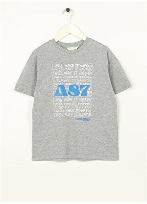 Aeropostale Baskılı Gri Melanj Erkek Çocuk T-Shirt 23SAB-09