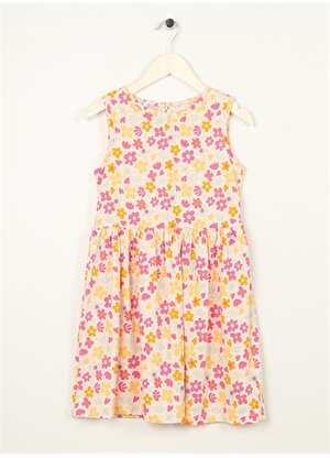 Limon Çok Renkli Kız Çocuk Yuvarlak Yaka Kolsuz Diz Üstü Desenli Elbise DIEM GIRL-23 