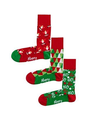 Cozzy Socks Kırmızı - Beyaz Erkek Yılbaşı Temalı Çorap CZY1012