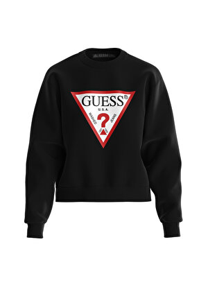 Guess Bisiklet Yaka Siyah Kadın Sweatshırt W2YQ16KBA10JBLK