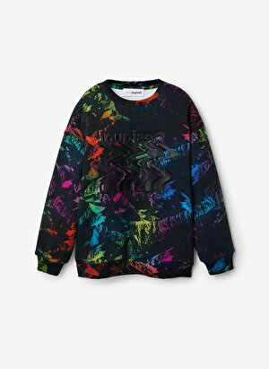 Desigual Çok Renkli Erkek Çocuk Bisiklet Yaka Uzun Kollu Desenli Sweatshirt 22WBSK07  