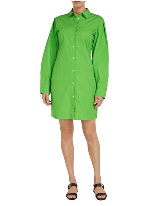 Tommy Hilfiger Yeşil Kadın Uzun Kol Mini Elbise WW0WW37976LWY   