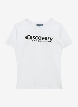Discovery Expedition Beyaz Kız Çocuk Bisiklet Yaka Kısa Kollu Baskılı T-Shirt ROGERS GIRL  