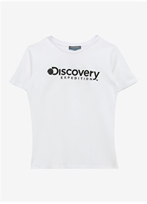 Discovery Expedition Beyaz Kız Çocuk Bisiklet Yaka Baskılı T-Shirt ROGERS GIRL 