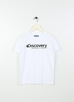 Discovery Expedition Beyaz Erkek Çocuk Bisiklet Yaka Kısa Kollu Baskılı T-Shirt ROGERS BOY  