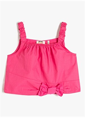 Koton Pembe Kız Çocuk Kare Yaka Askılı Düz Bluz 3SKG60009AW  
