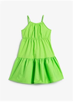 Koton Yeşil Kız Çocuk Kare Yaka Askılı Diz Altı Düz Elbise 3SKG80003AW 