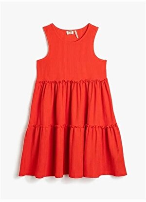 Koton Kırmızı Kız Çocuk O Yaka Kolsuz Uzun Düz Elbise 3SKG80034AK 