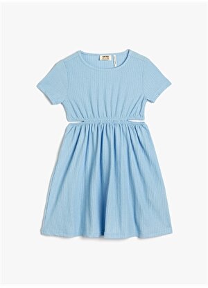 Koton Düz Mavi Kız Çocuk Diz Altı Elbise 3SKG80081AK