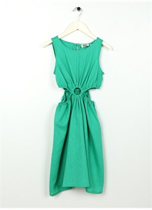 Koton Düz Yeşil Kız Çocuk Diz Altı Elbise 3SKG80076AW