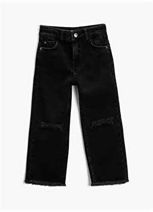 Koton Siyah Kız Çocuk Dar Paça Düz Pantolon 3SKG40017AD   