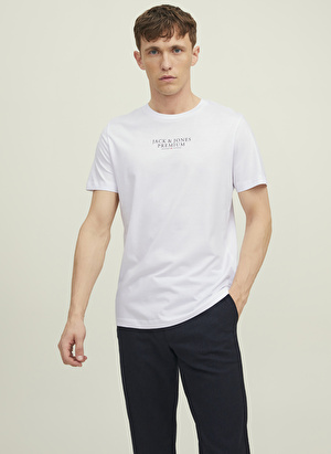 Jack & Jones Bisiklet Yaka Düz Beyaz Erkek T-Shirt JPRBLUARCHIE SS TEE CREW NECK NOOS