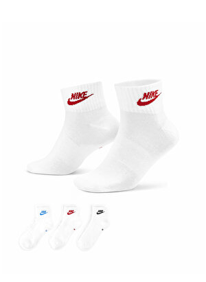 Nike Unisex Beyaz Çorap DX5074-911 Ankle Socks (3 Pairs)   