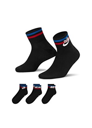 Nike Siyah Unisex 3lü Çorap DX5080-010 Ankle Socks (3 Pairs)  