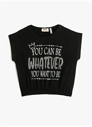 Koton Baskılı Siyah Kız Çocuk T-Shirt 3SKG10063AK