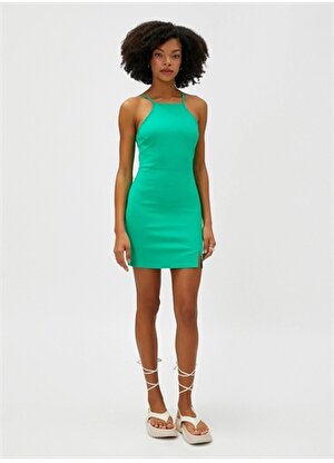 Koton Yeşil Kadın Askılı Kısa Dar Elbise 3SAL80009IW  