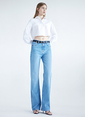 Mavi Yüksek Bel Geniş Paça Geniş Fit Mavi Kadın Denim Pantolon M101072-84197 VICTORIA Mid Premium