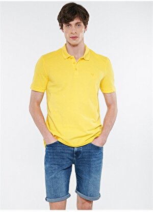 Mavi Düz Koyu Sarı Erkek Polo T-Shirt M064946-71327_POLO TİŞÖRT