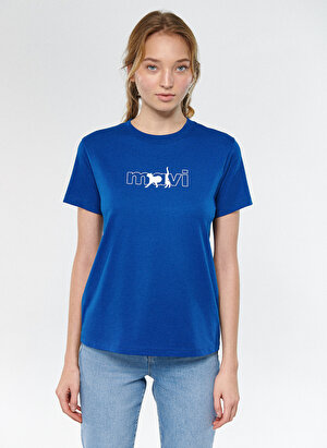Mavi Yuvarlak Yaka Mavi Kadın T-Shirt M1611478-32213-MAVİ LOGO TİŞÖRT Sak