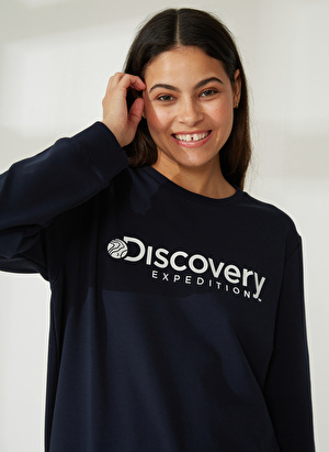 Discovery Expedition Bisiklet Yaka Lacivert Kadın Sweatshırt W-ENERGY