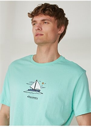 Discovery Expedition Bisiklet Yaka Baskılı Mint Erkek T-Shirt YELKEN