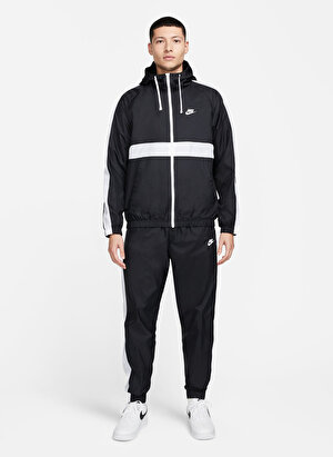 Nike Siyah - Beyaz Erkek Zip Ceket BV3025-013 M NK CLUB WVN HD TRK SUI  