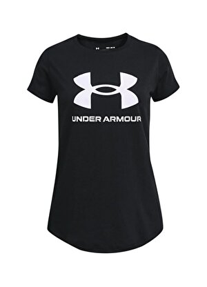 Under Armour Düz Siyah Kız Çocuk T-Shirt 1361182-001 UA SPORTSTYLE LOGO SS
