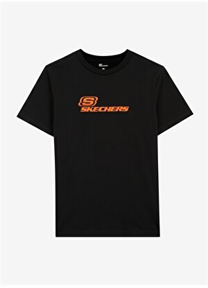 Skechers Yuvarlak Yaka Düz Siyah Erkek T-Shirt S231268-001 M Graphic Tee Crew Neck