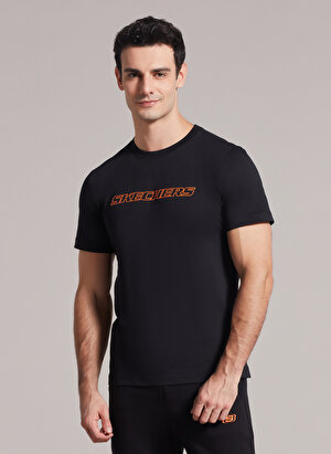 Skechers Yuvarlak Yaka Düz Siyah Erkek T-Shirt S202243-001 M Big Logo T-Shirt