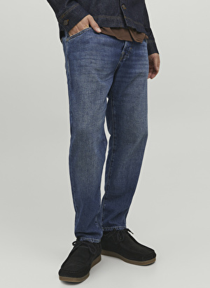 Jack & Jones 12229858_JJIFRANK JJLEEN AA 170 Mavi Erkek Yüksek Bel Cropped Fit  Denim Pantolon