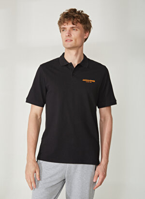 Jack & Jones Polo Yaka Düz Siyah Erkek T-Shirt 12238848_JCOSNORKLE POLO SS FST