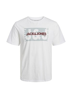 Jack & Jones Bisiklet Yaka Baskılı Beyaz Erkek T-Shirt 12245726_JCOAIRA TEE SS CREW NECK