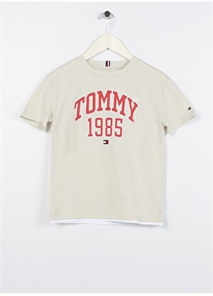Tommy Hilfiger Baskılı Bej Erkek Çocuk T-Shirt KB0KB08206ACU