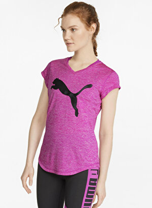 Puma Bisiklet Yaka Düz Pembe Kadın T-Shirt 51952613 Train Fav Heather Cat T