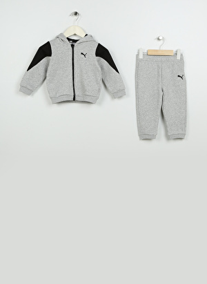 Puma Gri Erkek Çocuk Fermuarlı Uzun Kollu Eşofman Takımı 67148304 ESS Baby Jogger TR   