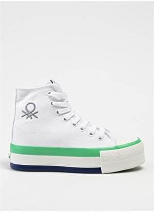 Benetton Beyaz - Yeşil Kadın Sneaker BN-30944 