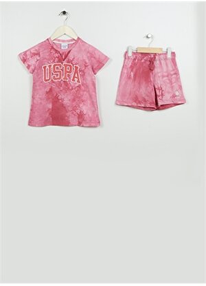 U.S. Polo Assn. Baskılı Fuşya Kız Çocuk Pijama Takımı US1422