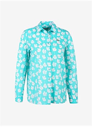 U.S. Polo Assn. Gömlek Yaka Çiçek Desenli Mint Kadın Gömlek FLAVA