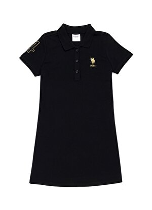 U.S. Polo Assn. Düz Siyah Kız Çocuk Polo T-Shirt MTSKIDS