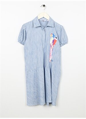U.S. Polo Assn. Çizgili Mavi Kız Çocuk Standart Elbise ROXI