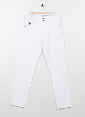 U.S. Polo Assn. Beyaz Erkek Çocuk Boru Paça Slim Fit Düz Chino Pantolon MICHAELKIDS23Y  