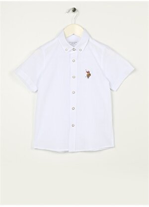 U.S. Polo Assn. Beyaz Erkek Çocuk Kısa Kollu Regular Fit Düz Gömlek ELFYKIDS023Y  