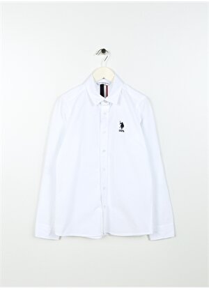 U.S. Polo Assn. Beyaz Erkek Çocuk Uzun Kollu Gömlek HARINOKIDS    
