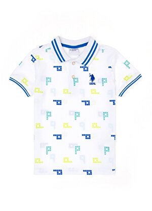 U.S. Polo Assn. Desenli Beyaz Erkek Çocuk T-Shirt NEJRO
